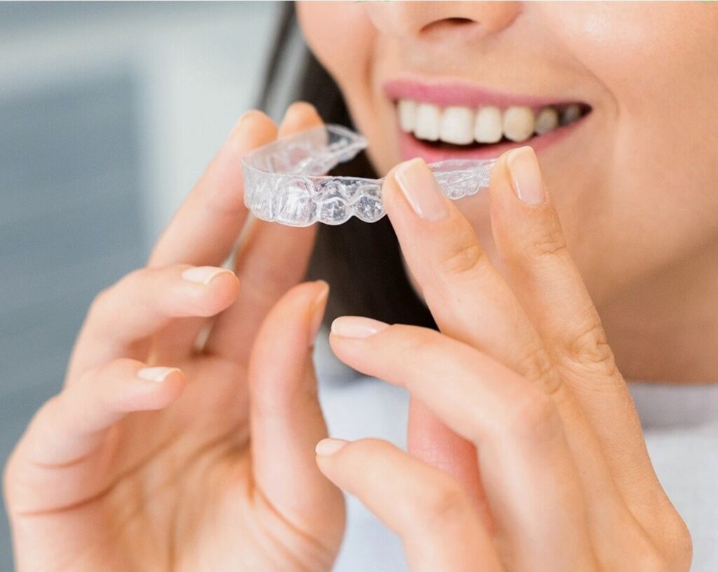 Woman using alternative to Invisalign